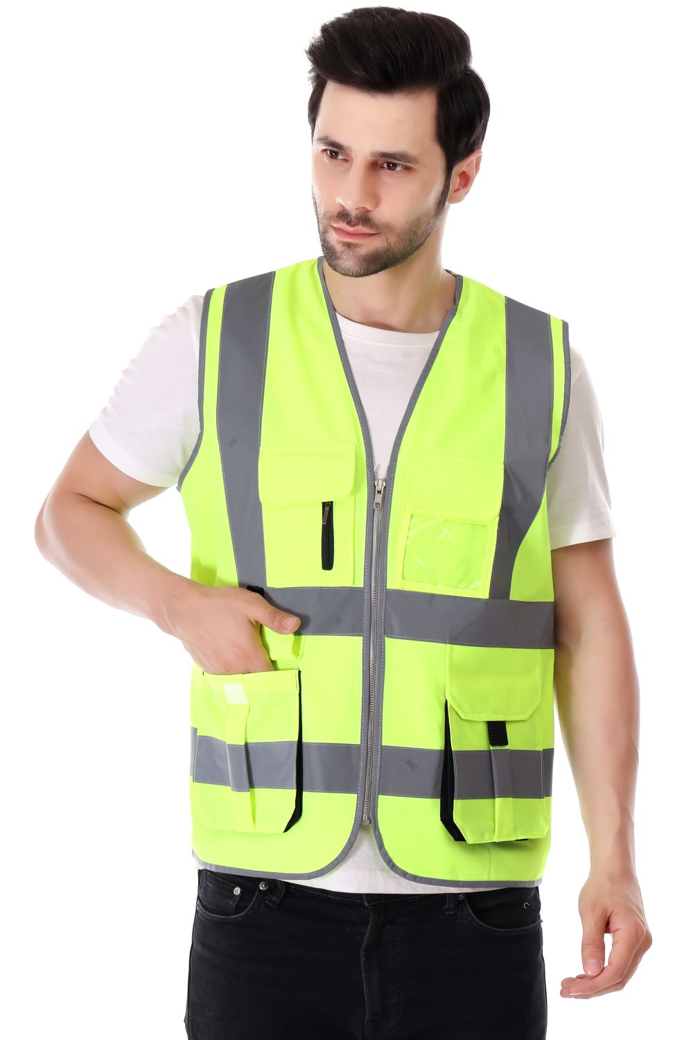 EVION Polyester Safety Jackets L ES-024 Reflective Green_2