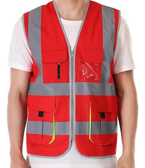 EVION Polyester Safety Jackets L ES-024 Reflective Red_1