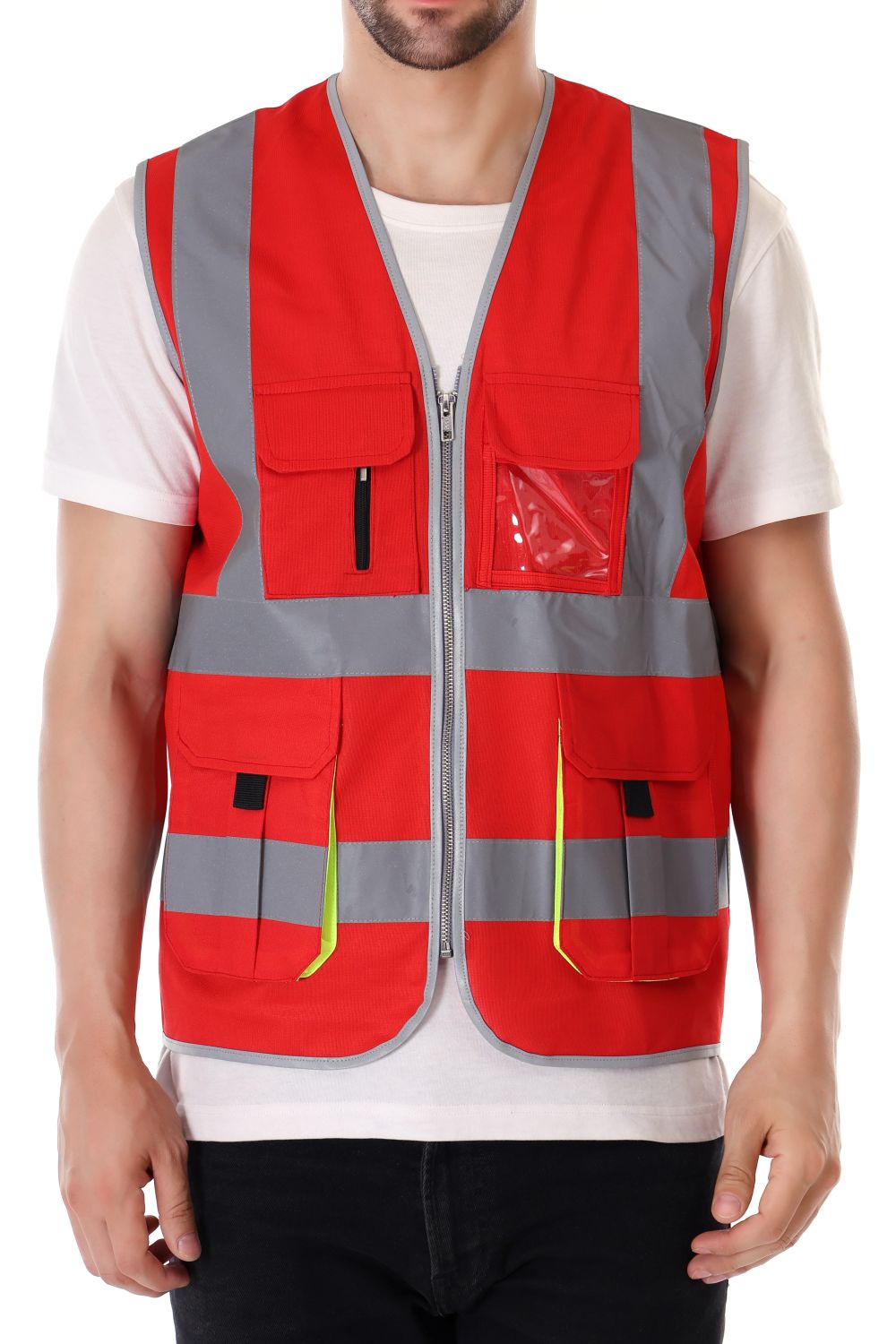 EVION Polyester Safety Jackets L ES-024 Reflective Red_2