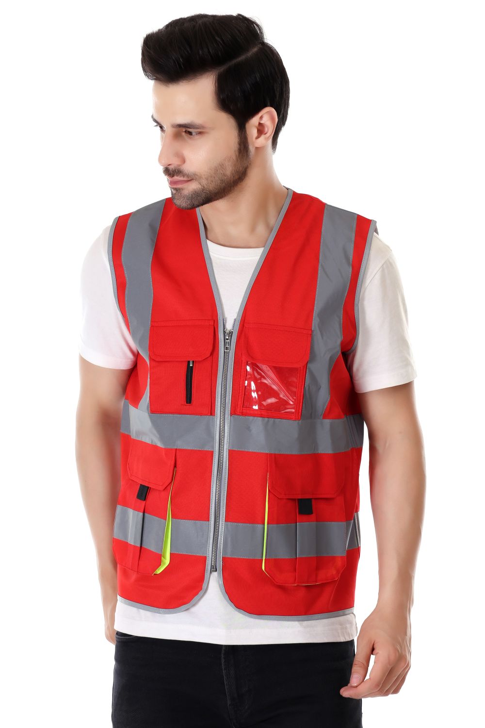 EVION Polyester Safety Jackets L ES-024 Reflective Red_3