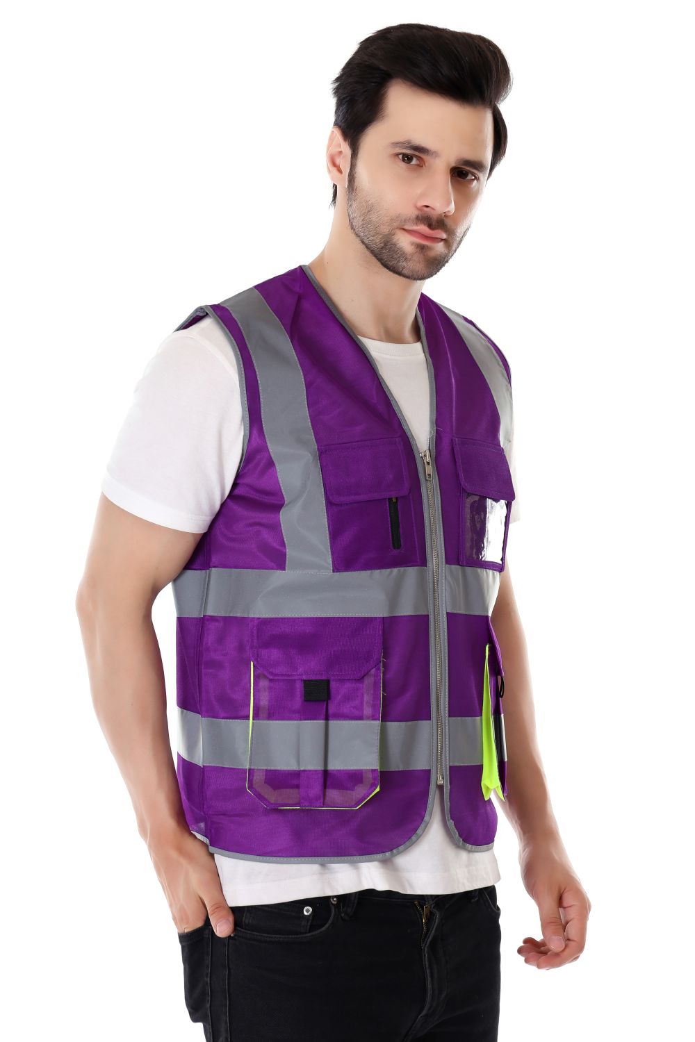 EVION Polyester Safety Jackets M ES-024 Reflective Violet_4