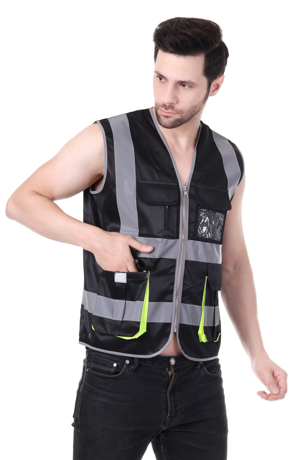 EVION Polyester Safety Jackets S ES-024 Reflective Black_4