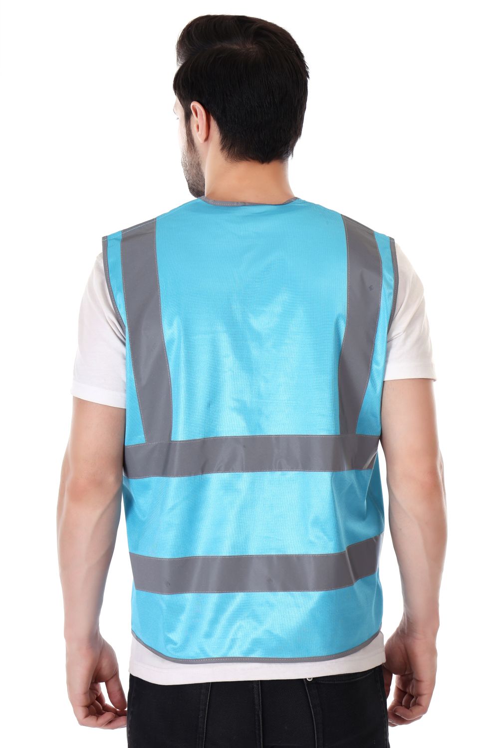 EVION Polyester Safety Jackets L ES-024 Reflective Sky Blue_2