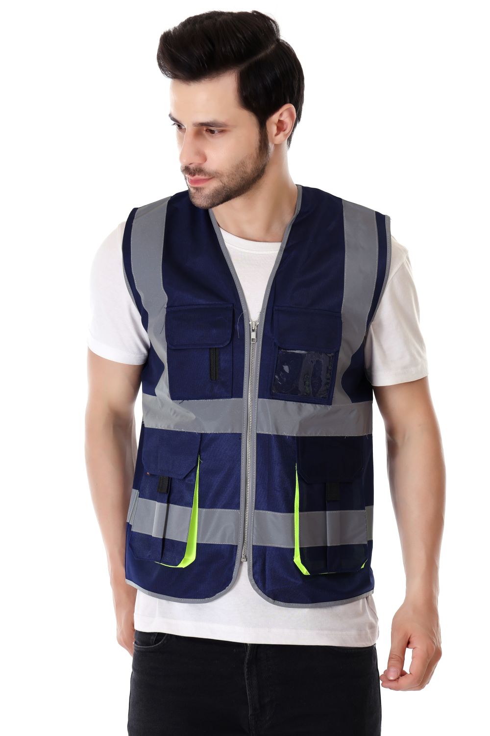 EVION Polyester Safety Jackets L ES-024 Reflective Navy Blue_1