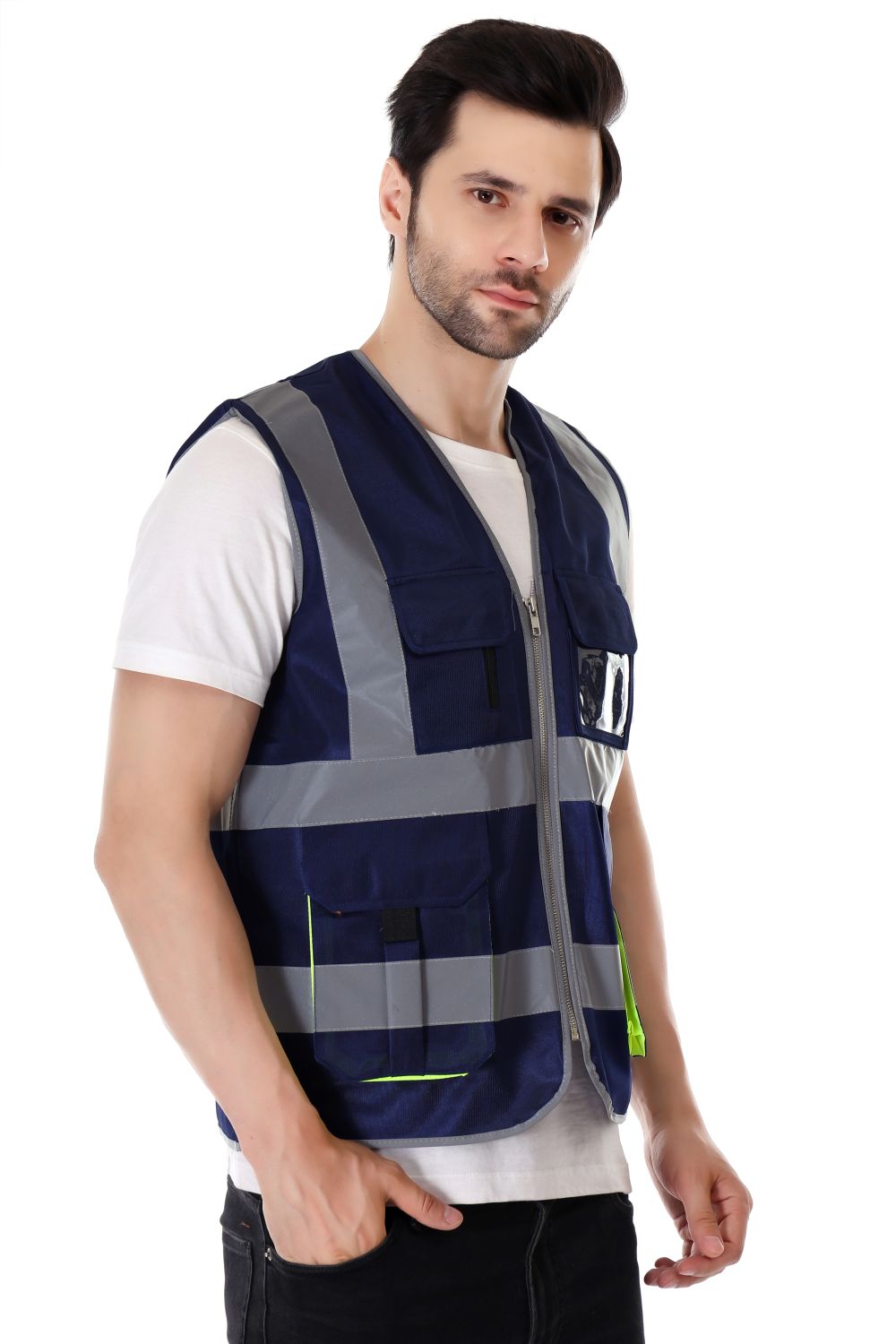 EVION Polyester Safety Jackets L ES-024 Reflective Navy Blue_3