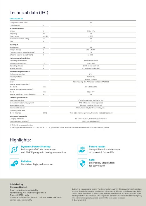 SIEMENS Outdoor EV Charging Outlet SICHARGE RC 60_2