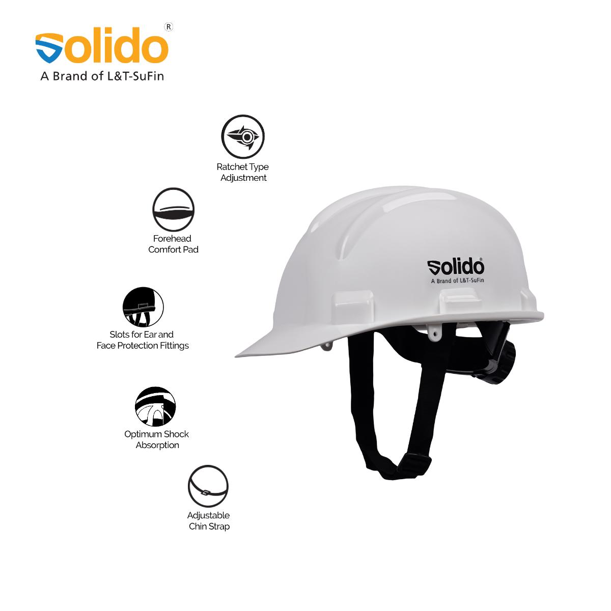 L&T SuFin Brand - Solido HDPE White Modular Safety Helmets Pro HA03R_1