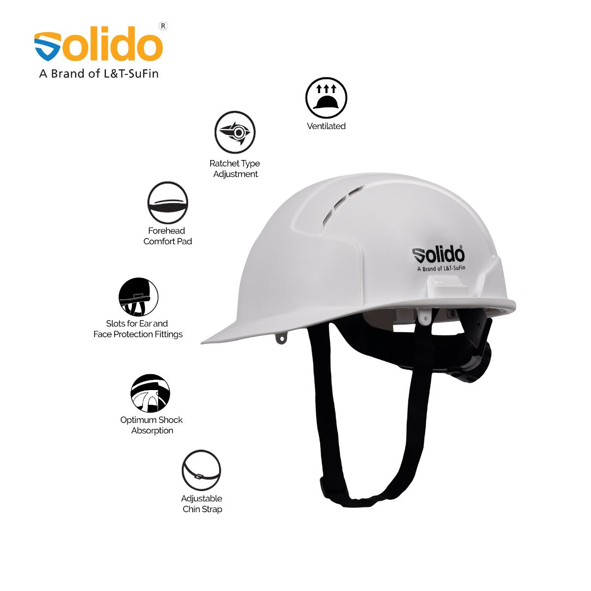 L&T SuFin Brand - Solido HDPE White Air Ventilated Safety Helmets Elite HA05R_1