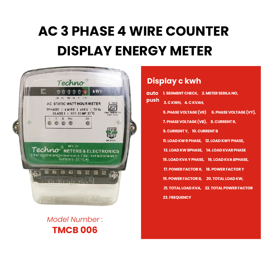 Techno TMCB 006 10 - 60 A Three Phase Analog Energy Meters_3