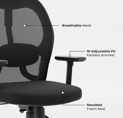 BALAJI Revolving Black 1150 x 640 mm Metal Office Chairs_1