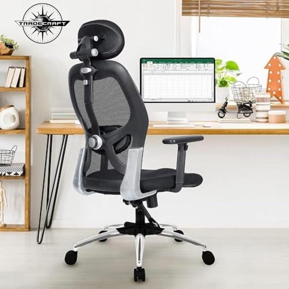 BALAJI Revolving Black 1150 x 640 mm Metal Office Chairs_2