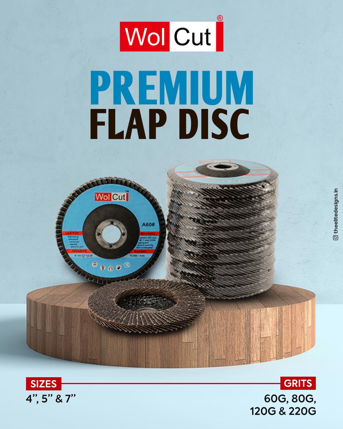 Wolcut 5 inch Flap Discs FDBLUE60-5 60 Grit 16 mm_1