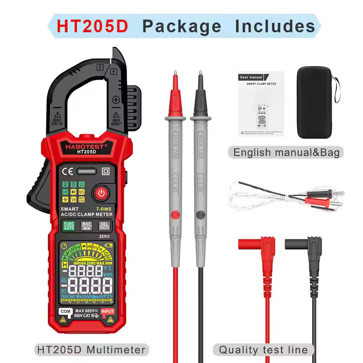 HABOTEST HT205D 60A/600A 600mV/6V/60V/600V AC DC Clamp Meter_1