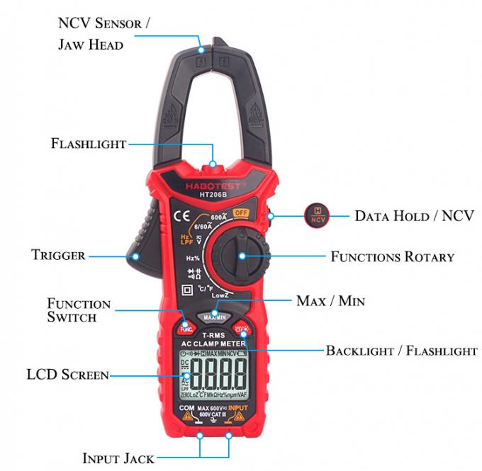 HABOTEST HT206B 60A/600A 6V/60V/600V AC DC Clamp Meter_3