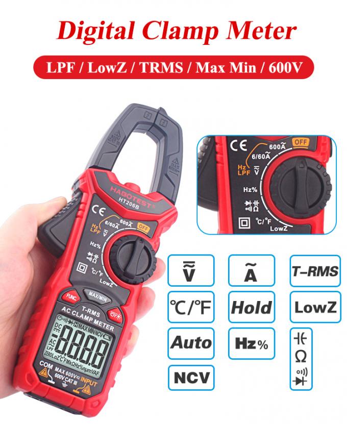 HABOTEST HT206B 60A/600A 6V/60V/600V AC DC Clamp Meter_4