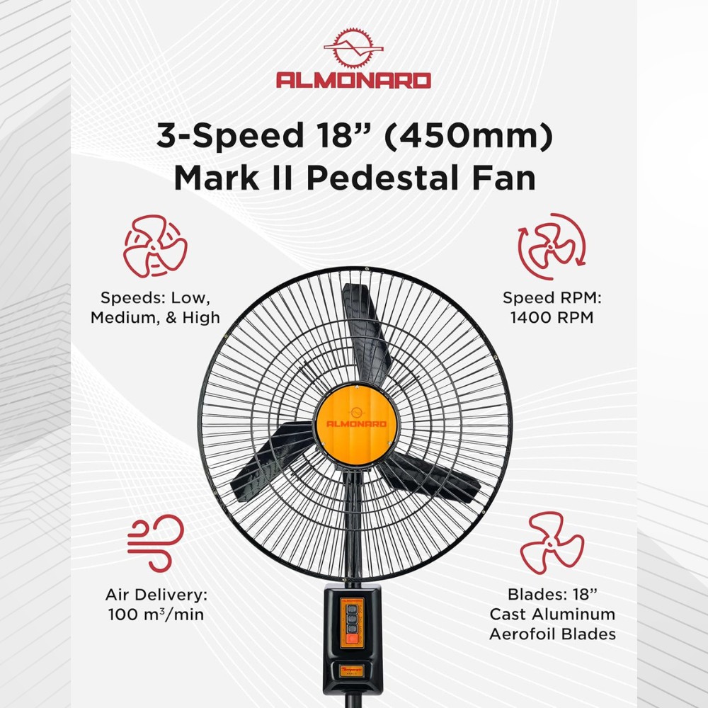 Almonard Mark II 450 mm Ivory Pedestal Fan_4