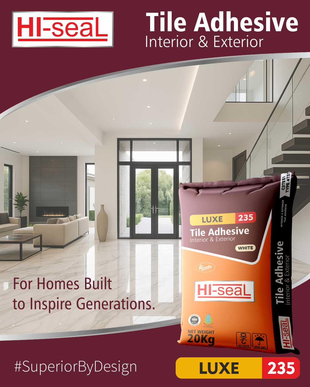 HI-seaL Luxe 235 Polymer Modified Cementitious Tile Adhesive 20 kg_1