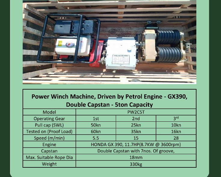 HONDA PW2C5T Mild Steel Double Capstan Winch 5 ton_3