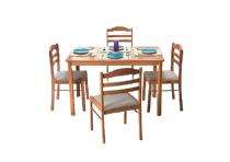Wooden 4 Seater Modern Dining Table Set Rectangular Brown_0