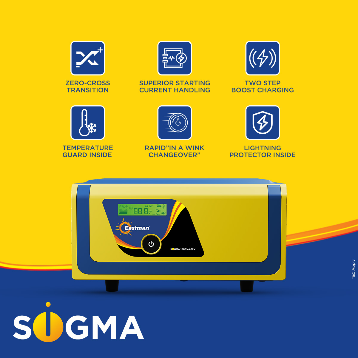 Eastman Sigma 1200VA 960 W 1200 VA Square Wave Inverter_2