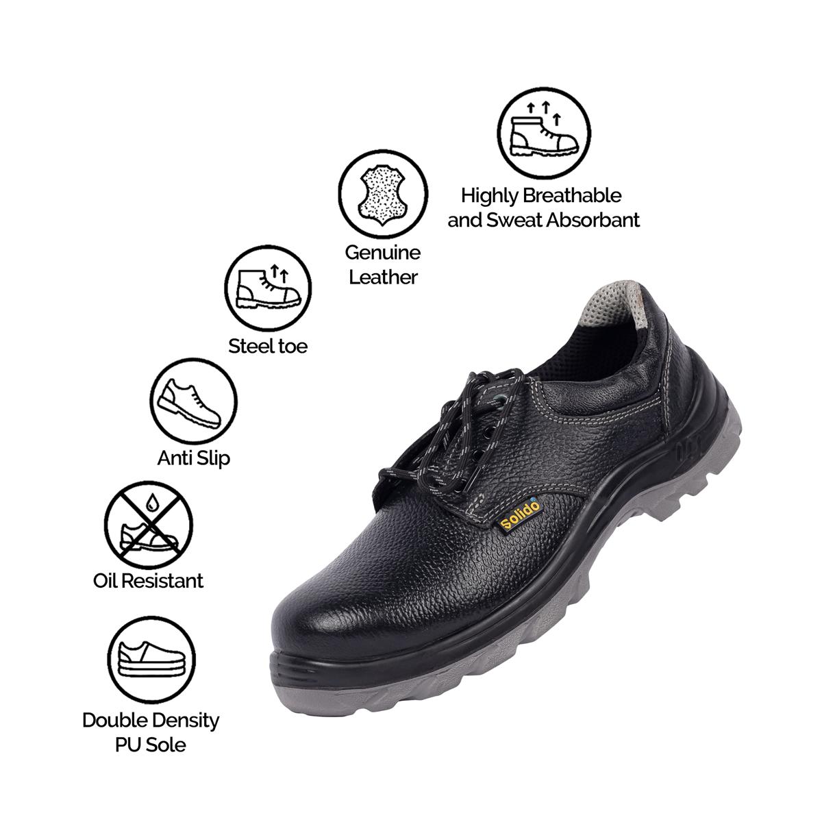 L&T SuFin Brand - Solido Essentials High Ankle SY02 Barton Print Full Grain Steel Toe Safety Shoes Black_2