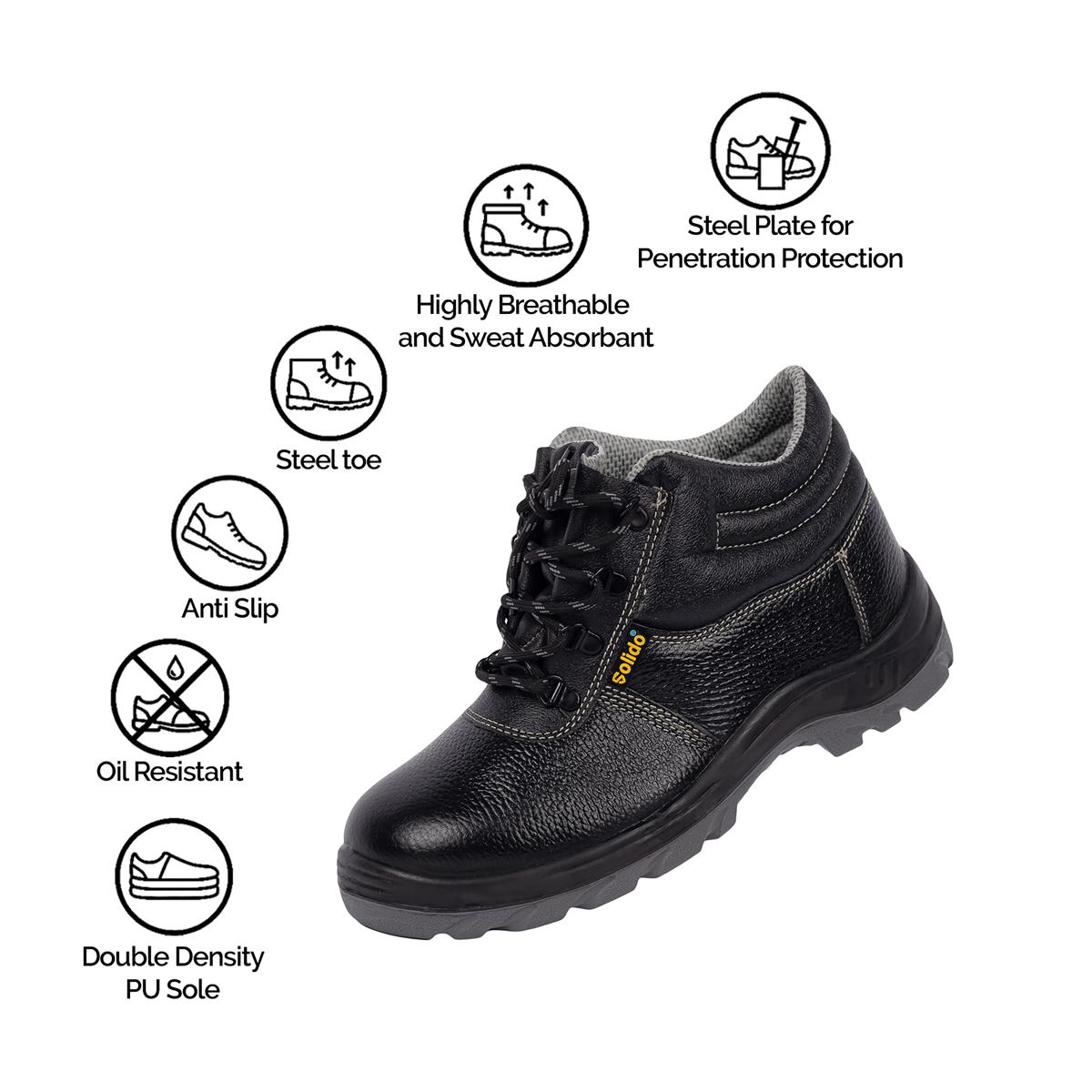 L&T SuFin Brand - Solido Protect+ High Ankle SY04 Barton Print Full Grain Steel Toe Safety Shoes Black_2