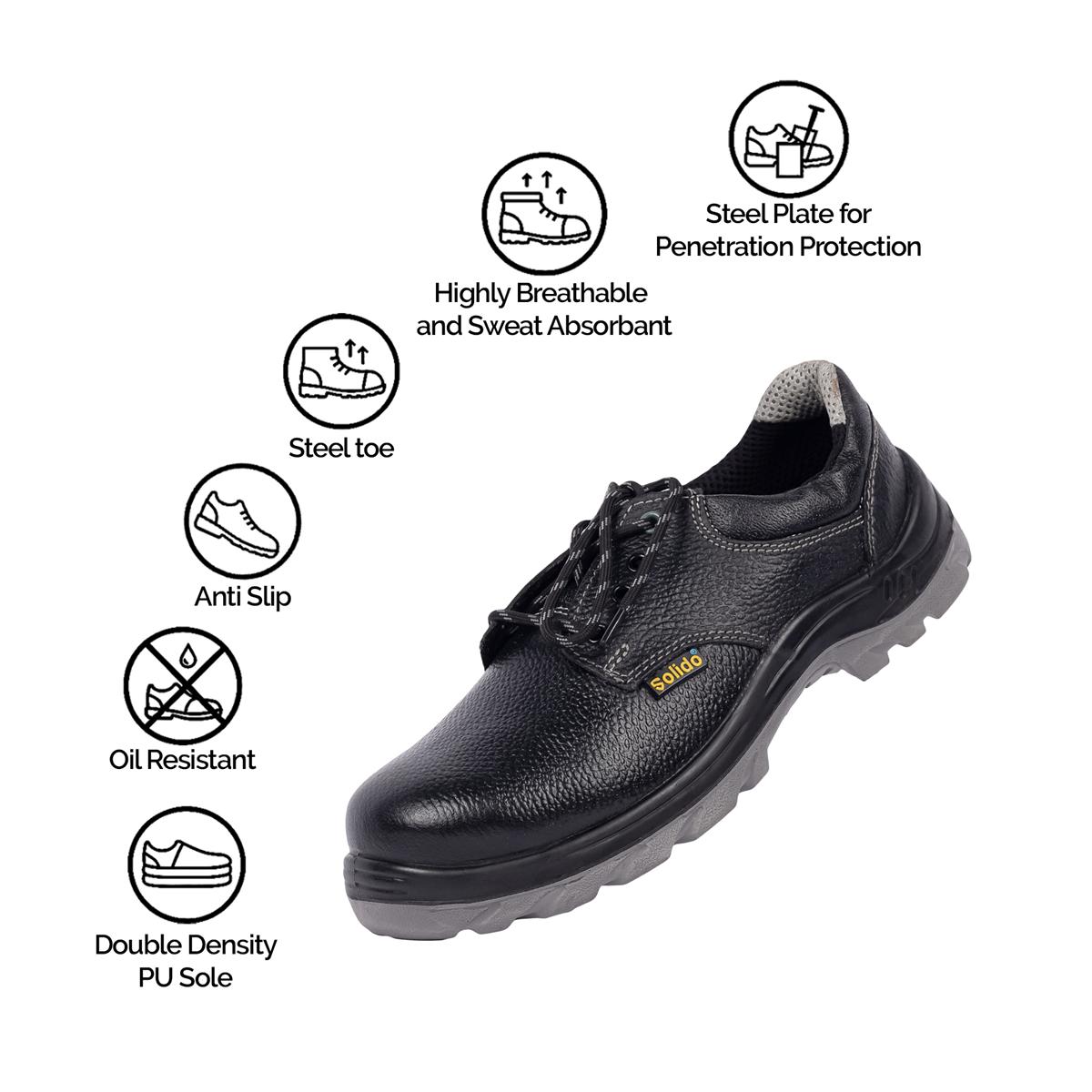 L&T SuFin Brand - Solido Protect+ Low Ankle SY03 Split Barton Print Steel Toe Safety Shoes Black_2