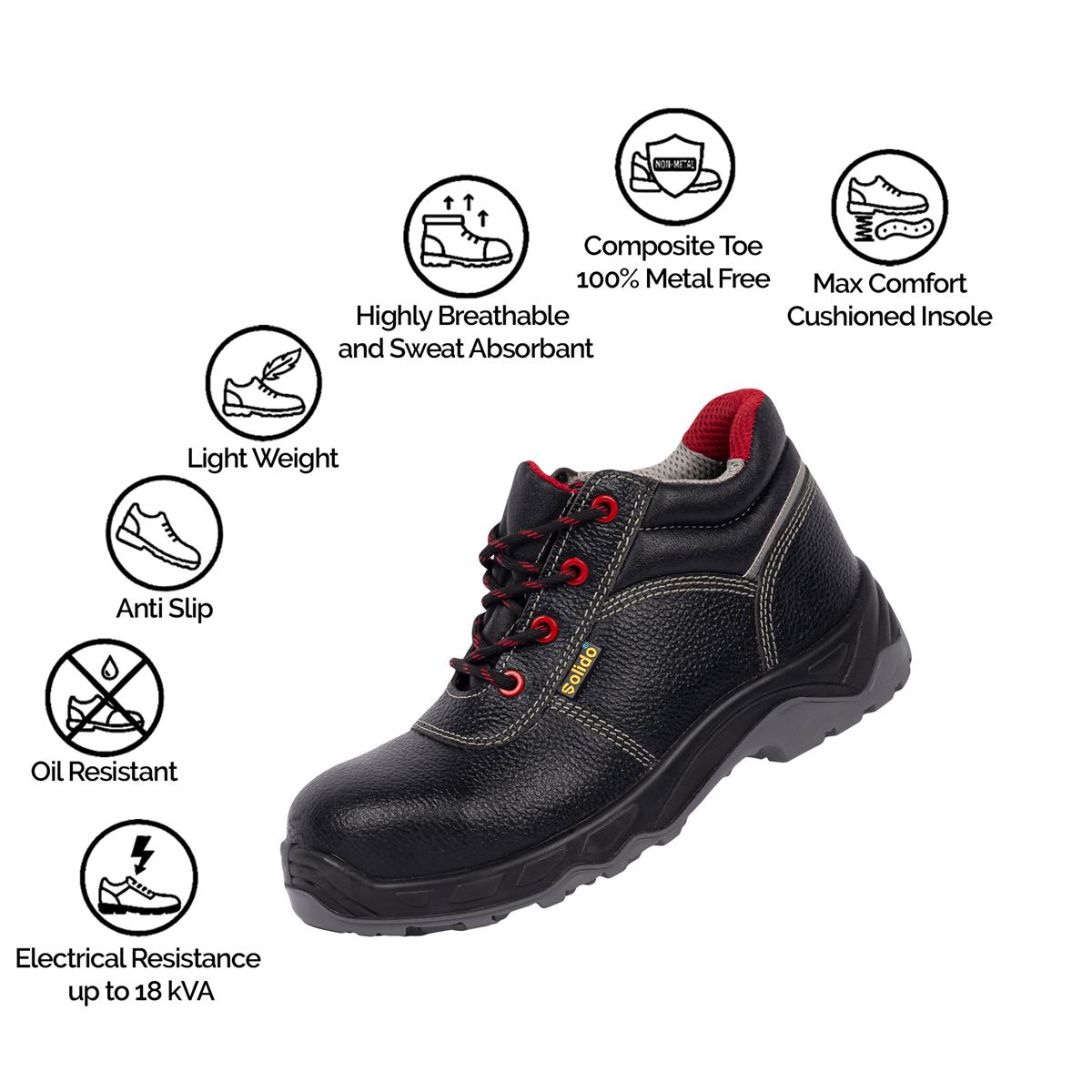 L&T SuFin Brand - Solido Premium High Ankle SY10 Split Barton Print Composite Toe Safety Shoes Black_2