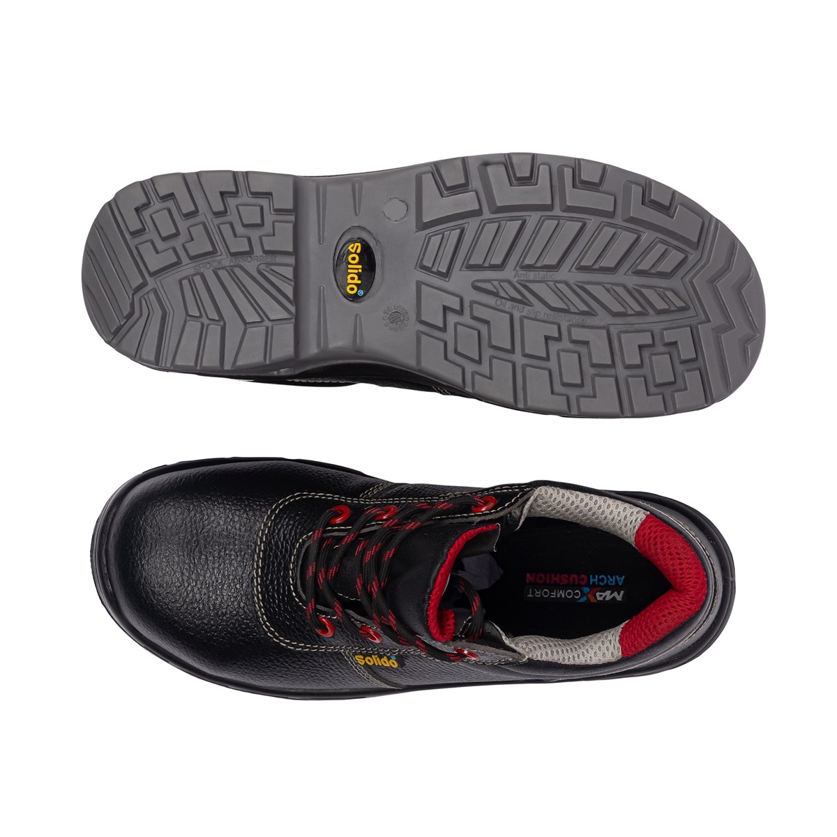 L&T SuFin Brand - Solido Premium High Ankle SY10 Split Barton Print Composite Toe Safety Shoes Black_3