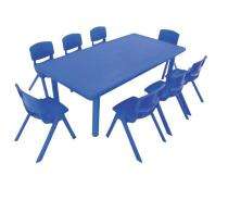 8 Seater Plastic Rectangular Kids Table Study Desk Blue_0