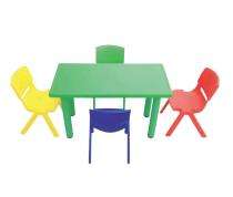 4 Seater Plastic Rectangular Kids Table Study Desk Green_0