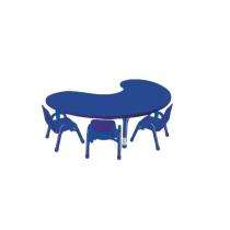 3 Seater Plastic Rotary Round Kids Table Study Desk Blue_0