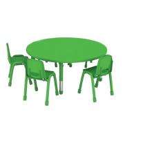 3 Seater Plastic Round Kids Table Study Desk Green_0