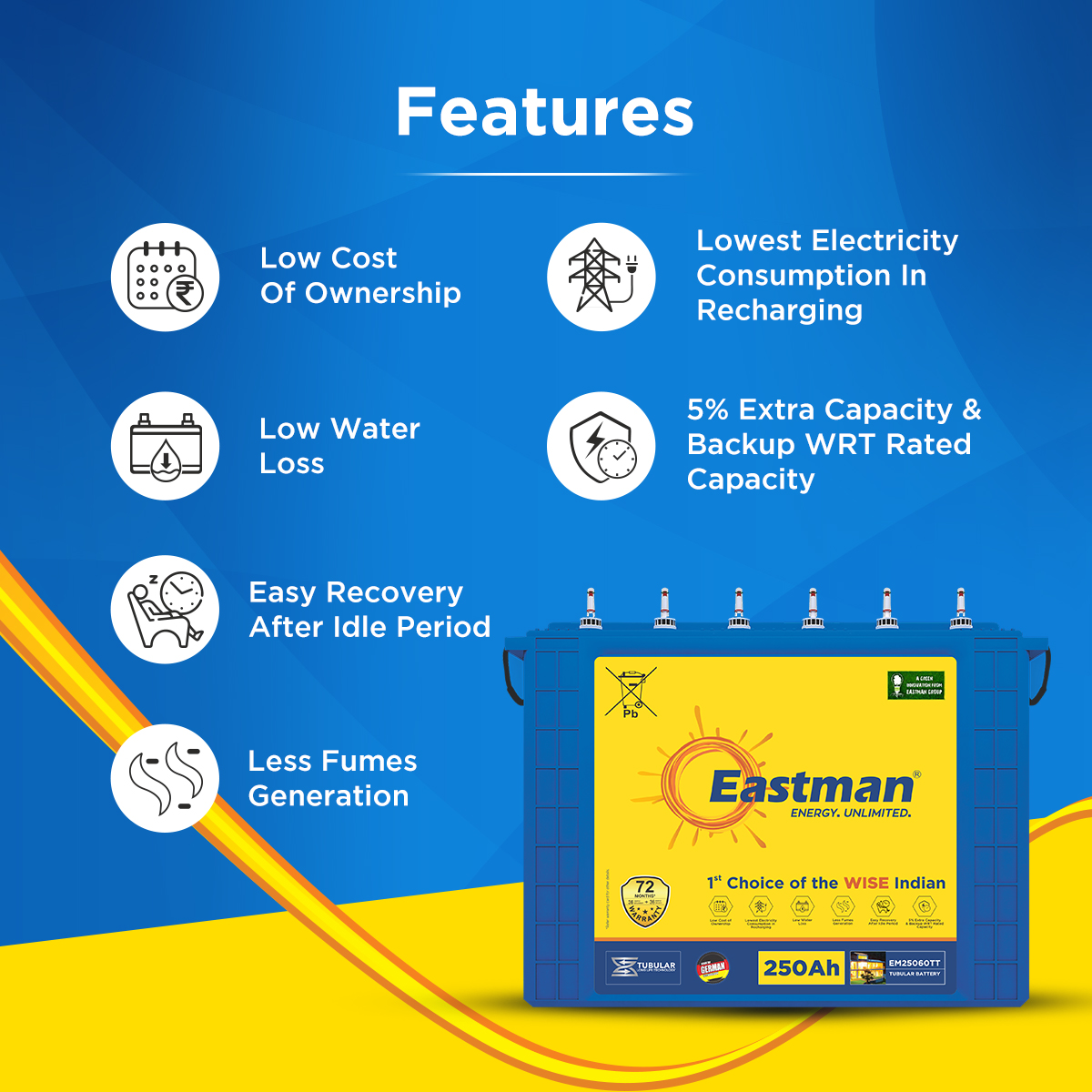 Eastman EM25060TT Flooded 12 V 250 Ah Lead Acid Batteries_1