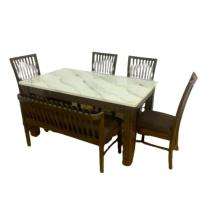 Uday Furniture Wooden 6 Seater Modern Dining Table Set Rectangular Brown_0