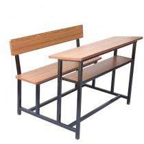 Wooden and Stainless Steel 2 Seater Student Bench Desk_0