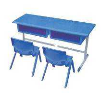 Wooden and Iron 2 Seater Student Bench Desk_0