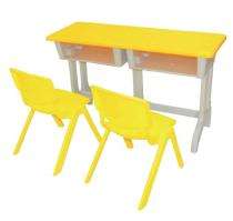 Wooden and Iron 2 Seater Student Bench Desk_0