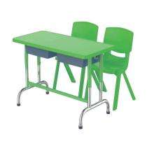 Wooden and Iron 2 Seater Student Bench Desk_0