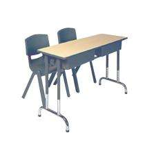 Wooden and Iron 2 Seater Student Bench Desk_0