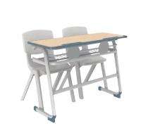 Wooden and Iron 2 Seater Student Bench Desk_0