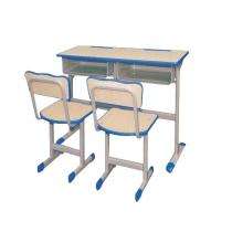 Wooden and Iron 2 Seater Student Bench Desk_0