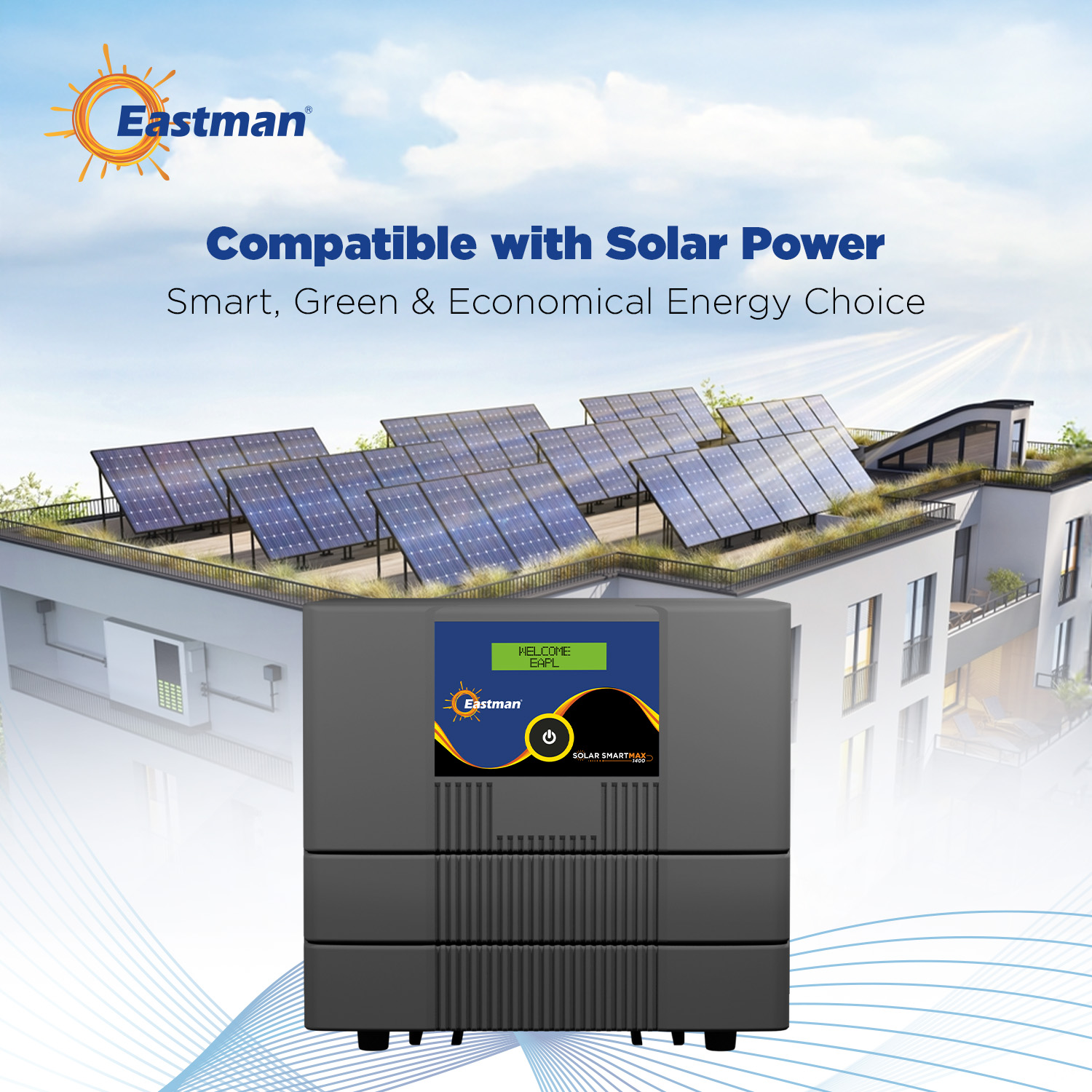 Eastman Solar Smart Max 1400 1000 VA 12 V Single Phase Sine Wave MPPT Off Grid Solar Inverter_1