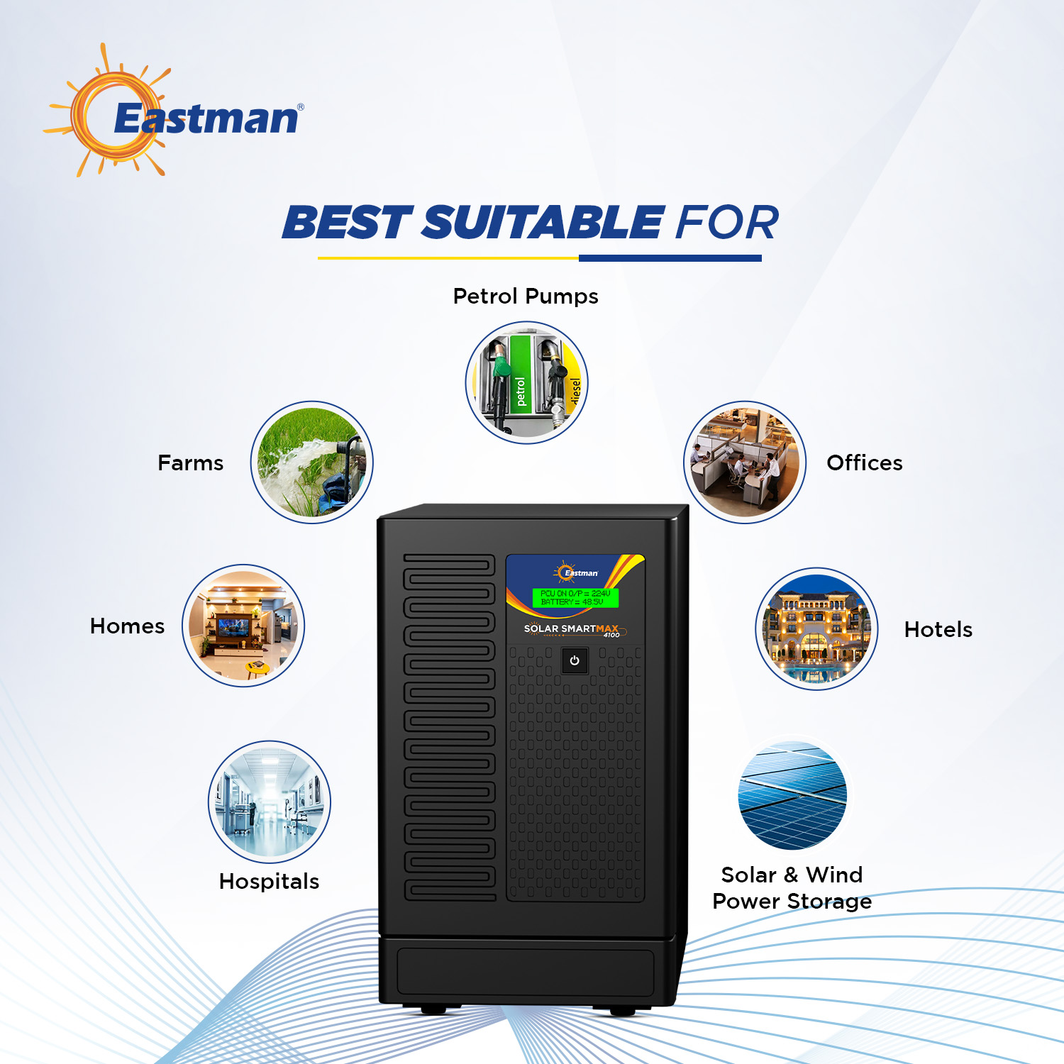 Eastman Solar Smart Max 4100 3000 VA 48 V Single Phase Sine Wave MPPT Off Grid Solar Inverter_1