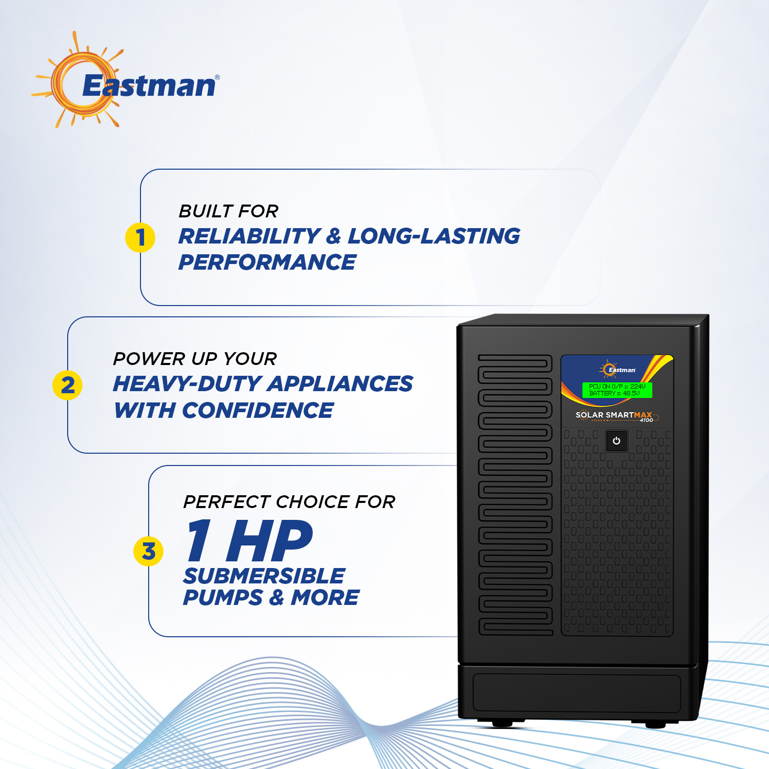 Eastman Solar Smart Max 4100 3000 VA 48 V Single Phase Sine Wave MPPT Off Grid Solar Inverter_3
