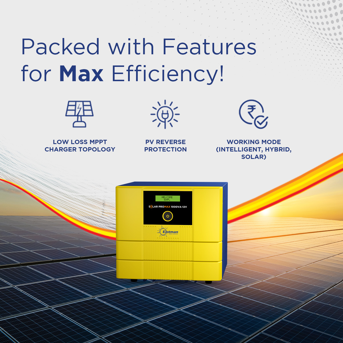 Eastman Solar-Promax 1000 1000 VA 12 V Single Phase Sine Wave MPPT Off Grid Solar Inverter_2