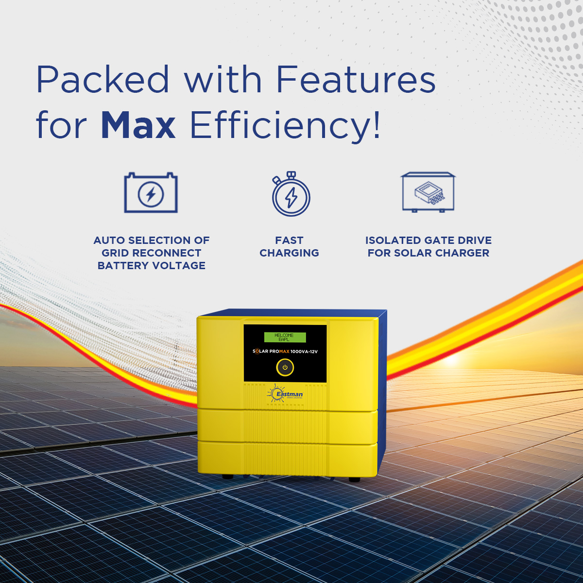 Eastman Solar-Promax 1000 1000 VA 12 V Single Phase Sine Wave MPPT Off Grid Solar Inverter_3