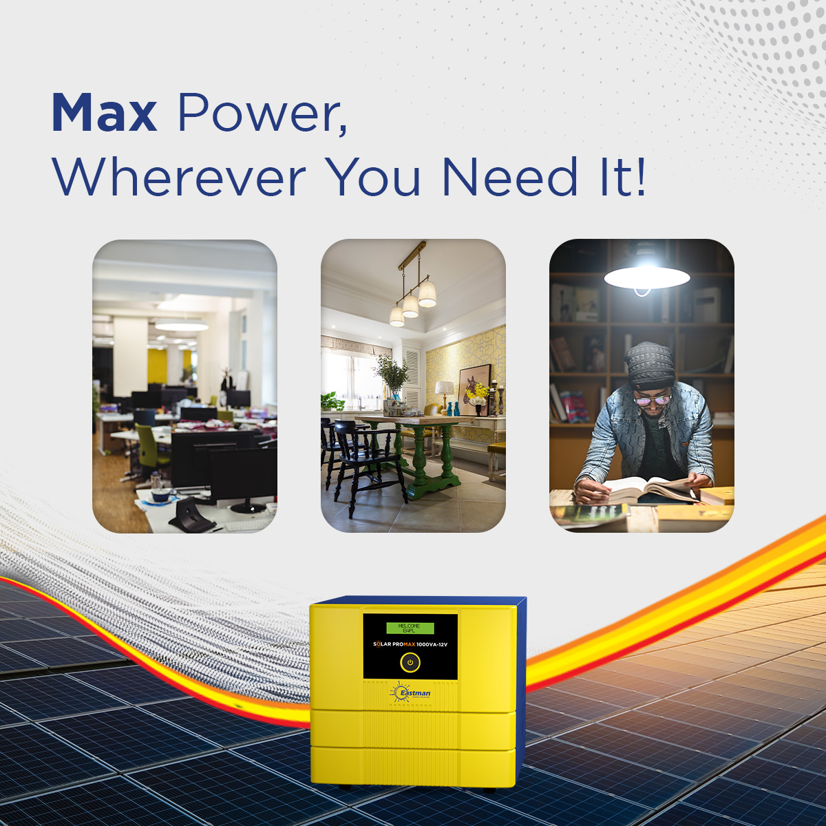 Eastman Solar-Promax 1000 1000 VA 12 V Single Phase Sine Wave MPPT Off Grid Solar Inverter_4