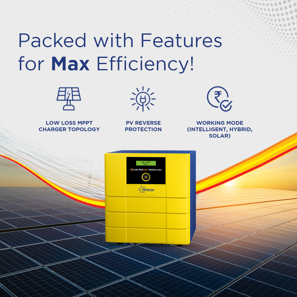 Eastman Solar-Promax 1500 1500 VA 24 V Single Phase Sine Wave MPPT Off Grid Solar Inverter_2