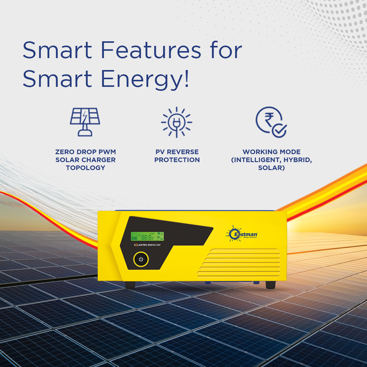 Eastman Solar-Pro 850VA 850 VA 12 V Single Phase Sine Wave PWM Off Grid Solar Inverter_2